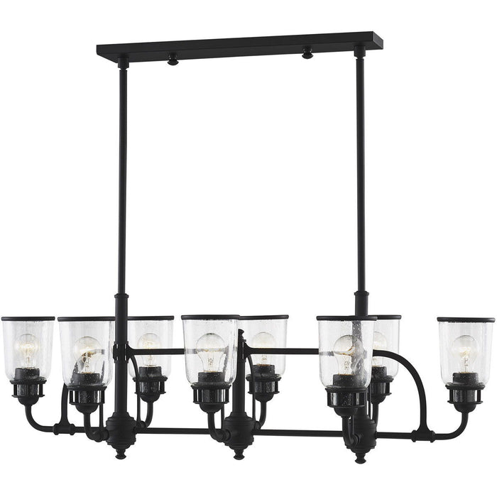 21" Eight Light Dimmable Chandelier With Shades - Black