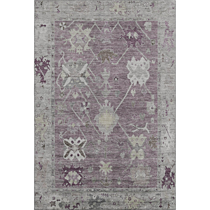 10' X 14' Oriental Washable Area Rug With UV Protection (714973) - Merlot / Gray