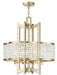 HomeRoots 24-inch gold metal chandelier with four clear shades, dimmable lighting, and elegant design for modern interiors.