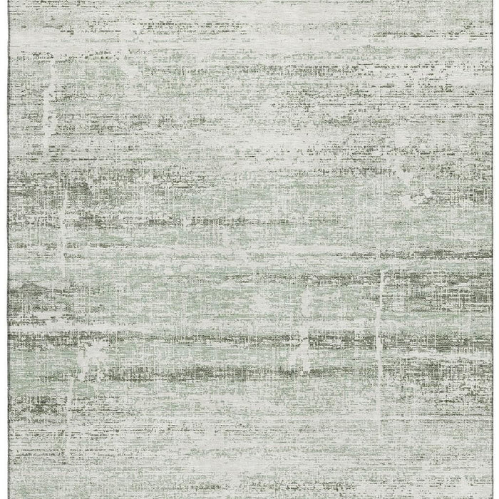 8' X 10' Abstract Washable Area Rug With UV Protection - Sage / Ivory