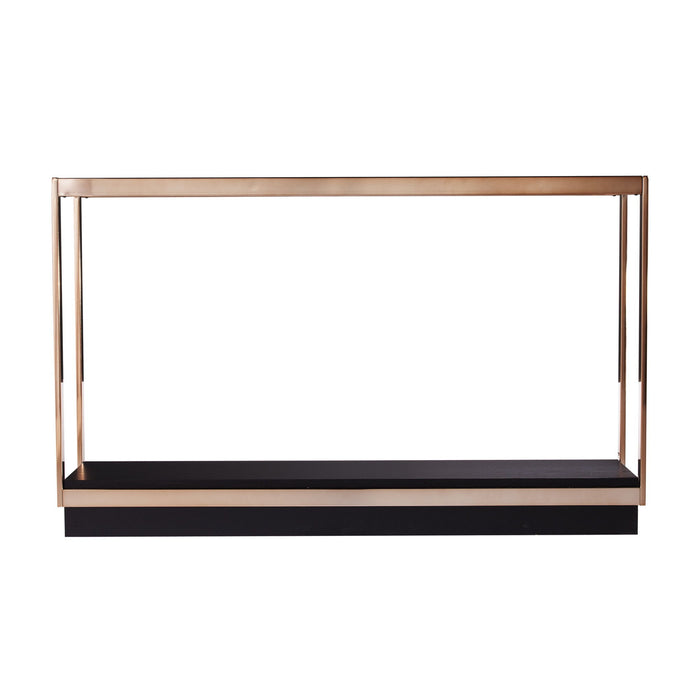 Glass Floor Shelf Console Table With Shelf - Clear / Black / Champagne