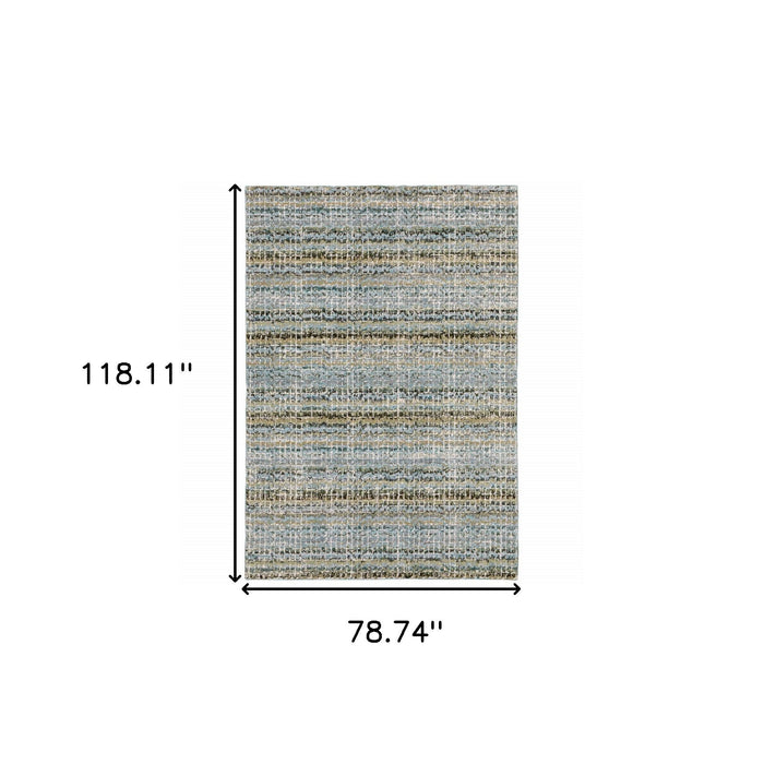 6.6' x 9.8' Abstract Power Loom Area Rug - Ivory And Blue