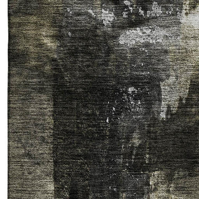 10' X 14' Abstract Washable Area Rug With UV Protection (683728) - Charcoal / Gray / Silver