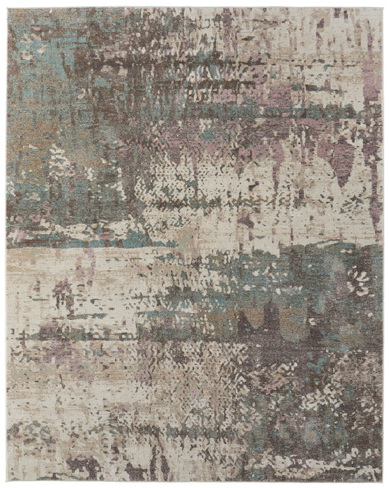 12' X 15' Industrial Abstract Distressed Area Rug - Ivory