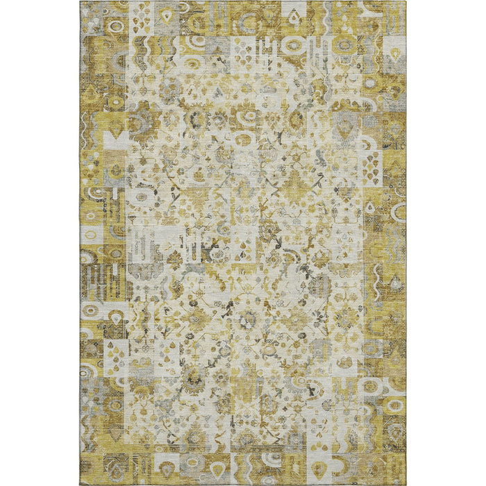 10' X 14' Patchwork Washable Area Rug With UV Protection (717767) - Gold / Ivory