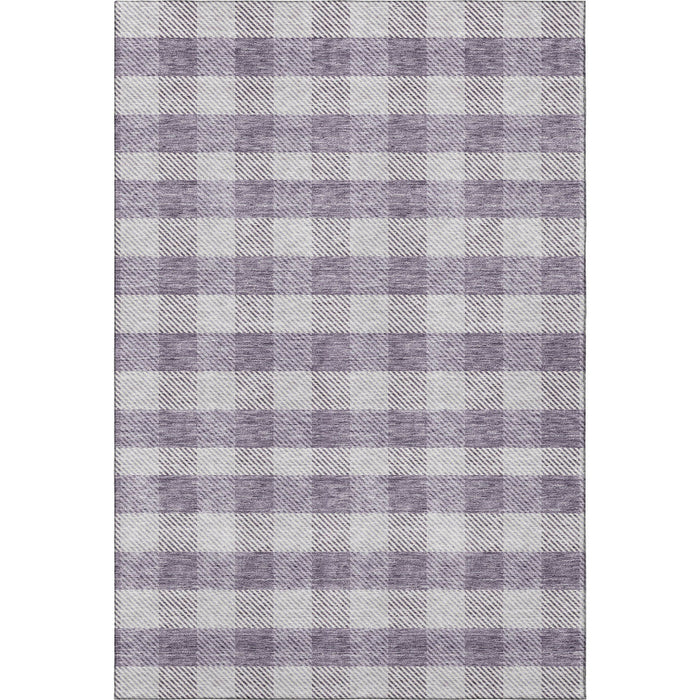 10' X 14' Plaid Washable Area Rug With UV Protection (673477) - Lavender / Ivory