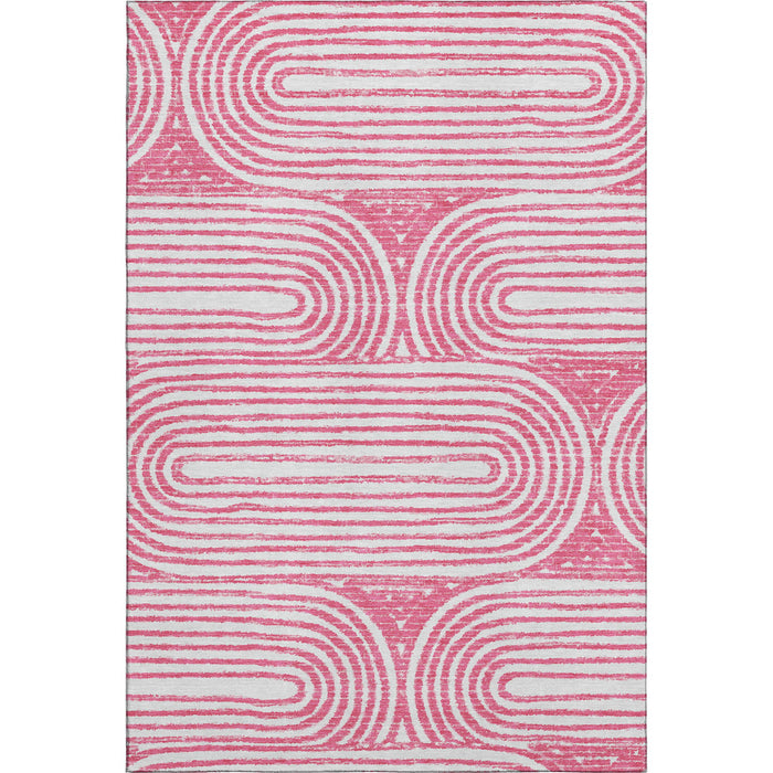 10' X 14' Geometric Distressed Washable Area Rug With UV Protection (648238) - Blush / Ivory