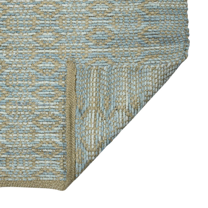 8' x 10' Geometric Flatweave Handmade Area Rug - Light Blue And Tan