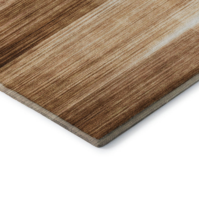 10' X 14' Striped Washable Area Rug With UV Protection (717260) - Rust / Ivory