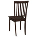 CoasterEveryday Gomez 5-piece rectangular dining table set in cappuccino finish with matching chairs and table.