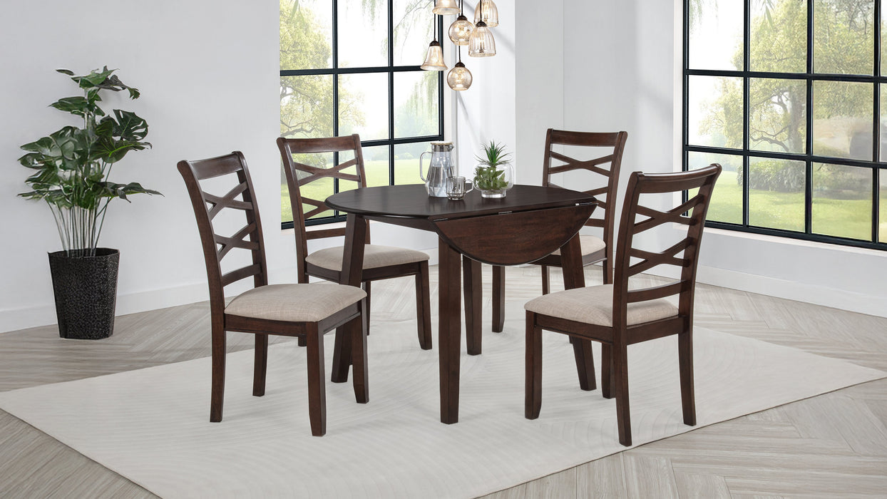 Barton 5-piece Round Wood Dining Table Set Dark Brown