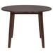 CoasterEveryday Barton 5-piece round wood dining table set with dark brown finish, includes table and matching chairs, furniture for dining rooms.