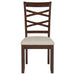 Dark brown CoasterEveryday Barton 5-piece round wood dining table set with matching chairs, showcasing a stylish and sturdy furniture design.