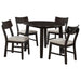 CoasterEveryday Catley 5-piece round drop leaf dining table set in dark coffee wood with matching chairs, stylish and functional furniture.