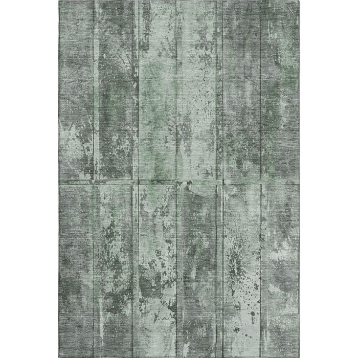 10' X 14' Striped Washable Area Rug With UV Protection (698017) - Green / Gray