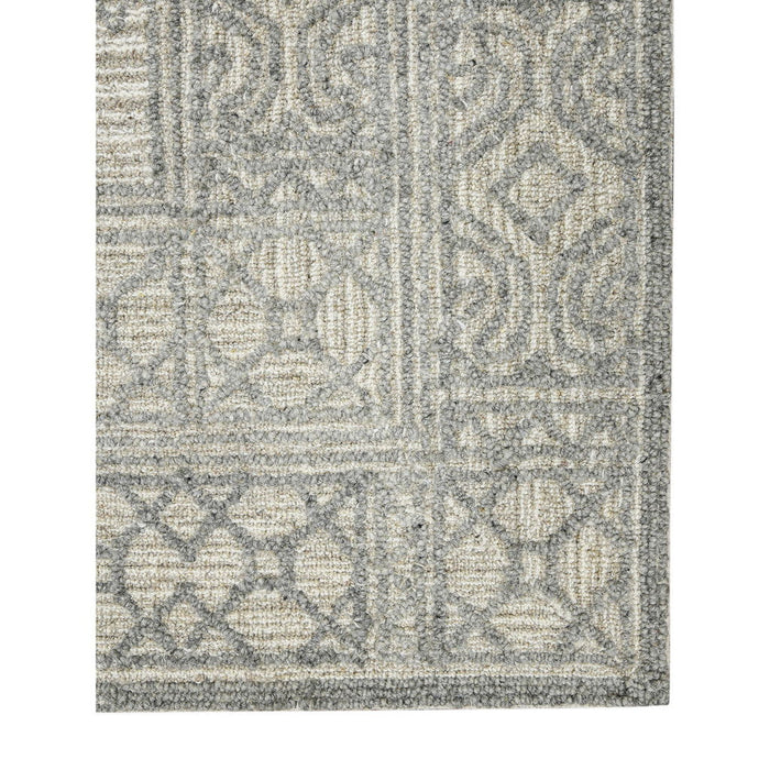 8' X 10' Wool Southwestern Hand Hooked Area Rug - Gray And Ivory