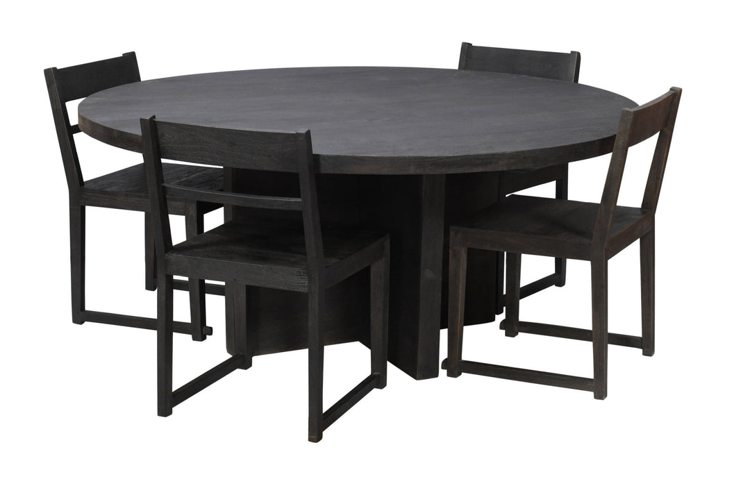 Solid Wood Pedestal Base Round Top Dining Table - Gray