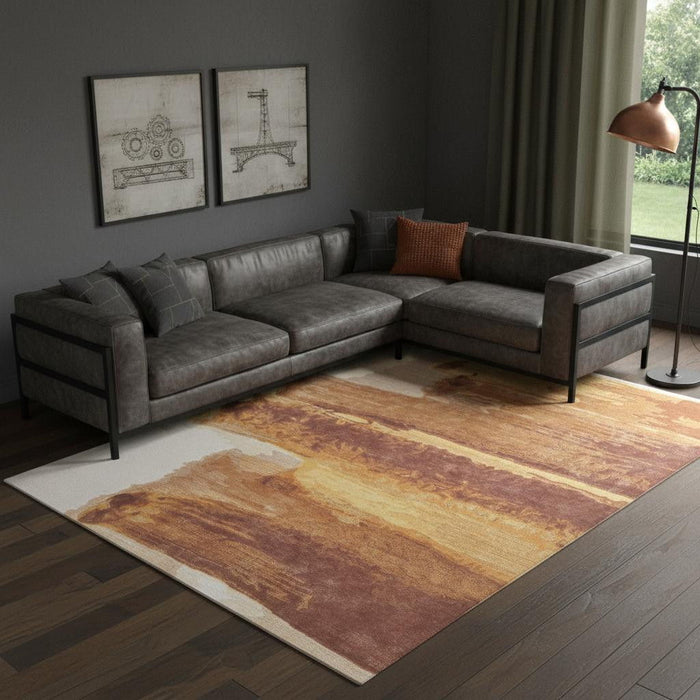8' X 10' Abstract Hand Tufted Area Rug (566521) - Ivory / Red / Orange