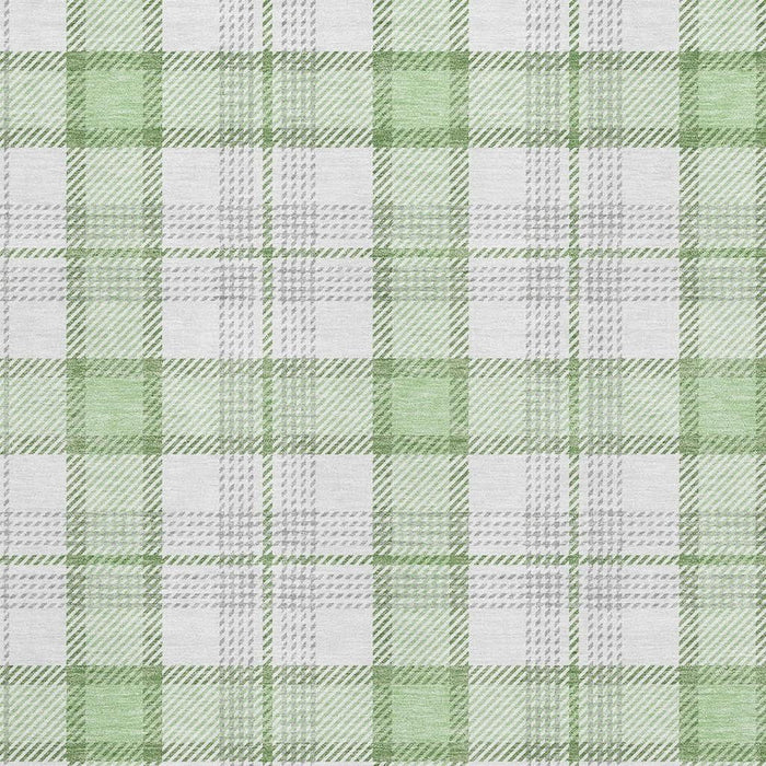 10' X 14' Plaid Washable Area Rug With UV Protection (682493) - Mint Green / Ivory / Gray
