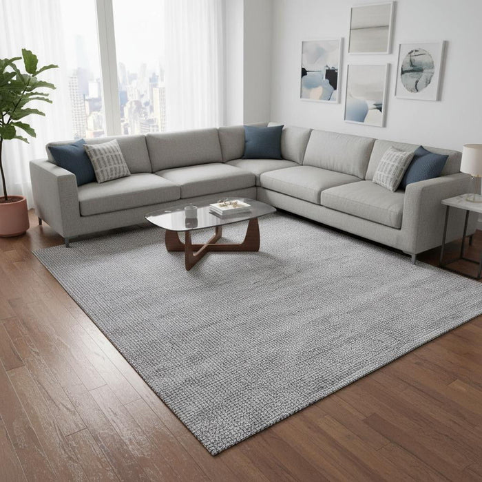 8' X 11' Abstract Hand Woven Area Rug (660301) - Cream / Gray