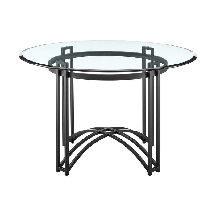 48" Glass And Iron Round Top Dining Table - Black