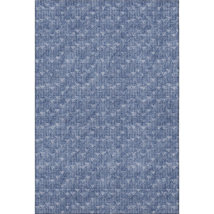10' X 14' Geometric Washable Area Rug With UV Protection (647104) - Navy Blue / Ivory