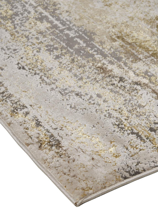 12' x 15' Abstract Stain Resistant Area Rug - Gold Gray And Ivory