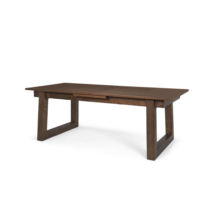 106" Solid Wood Self-Storing Leaf Sled Base Extendable Dining Table - Brown