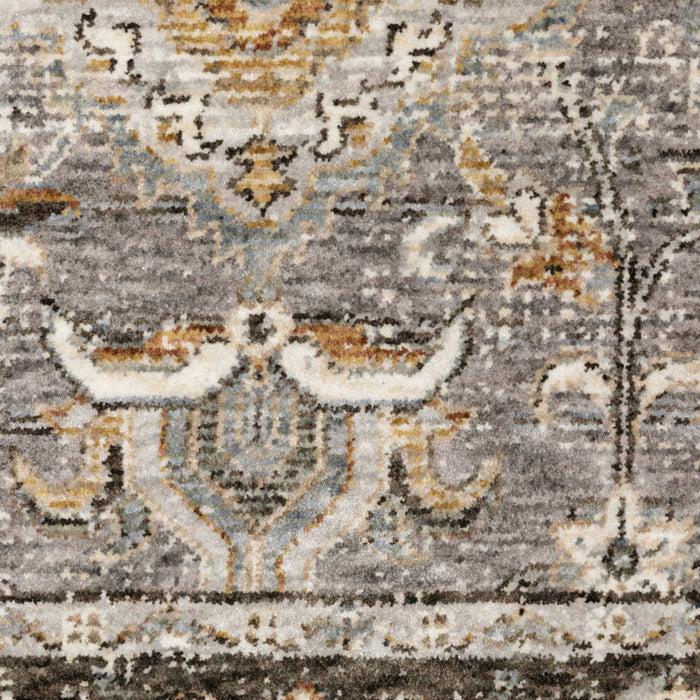 10' x 13' Oriental Power Loom Stain Resistant Area Rug With Fringe - Gray And Blue