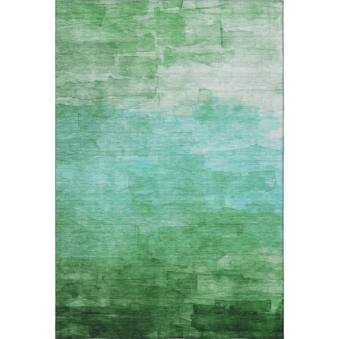 10' X 14' Striped Washable Area Rug With UV Protection (693864) - Green / Teal