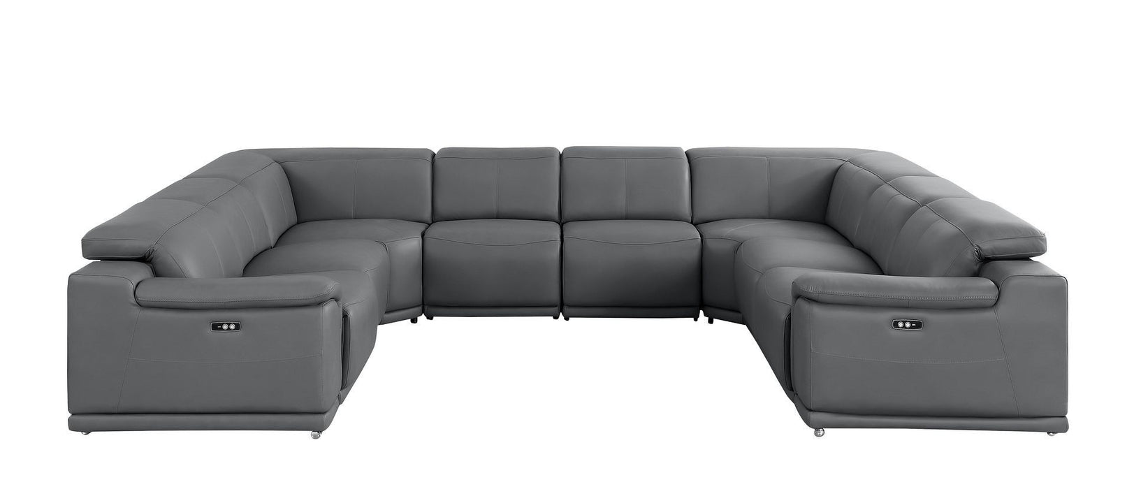 Leather Modular U Shaped Eight Piece Corner Sectional - Battleship Gray