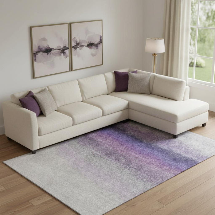 10' X 14' Ombre Washable Area Rug With UV Protection (710939) - Lavender / Gray / Silver