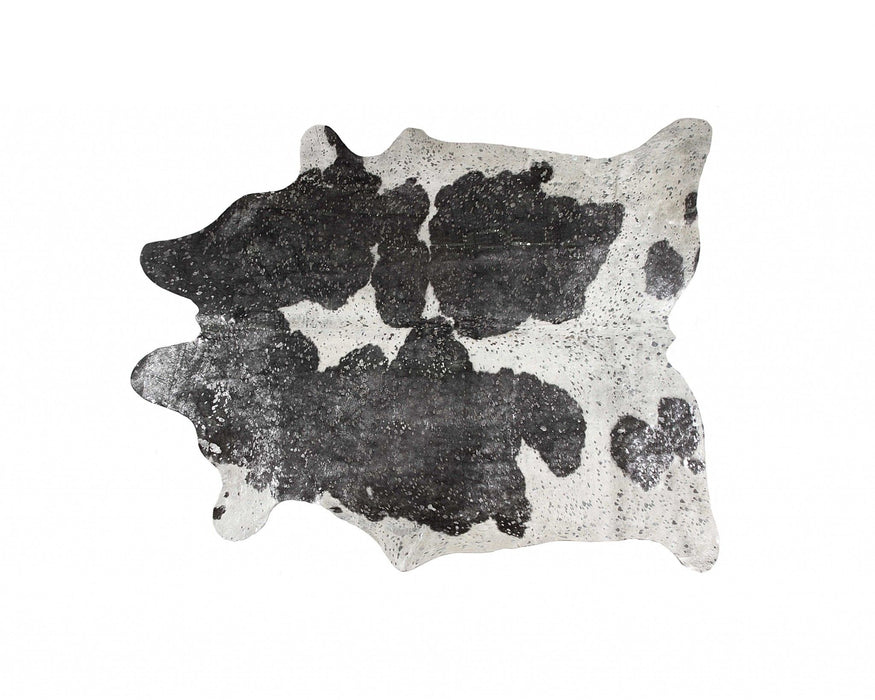72" x 84" Cowhide Rug - Silver Black & White