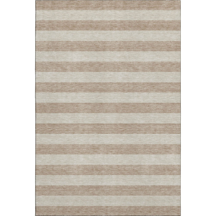 10' X 14' Striped Washable Area Rug With UV Protection (647722) - Beige / Taupe
