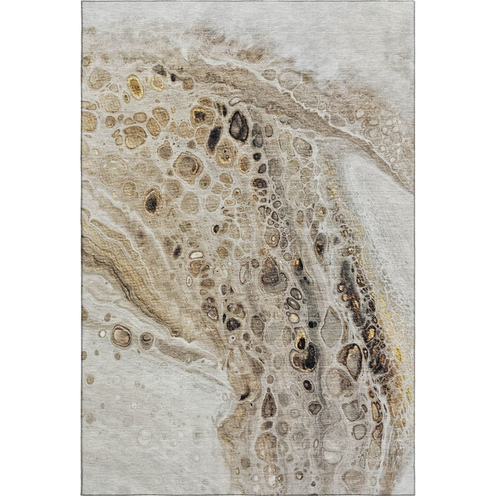 10' X 14' Abstract Washable Area Rug With UV Protection (708553) - Beige / Ivory / Taupe