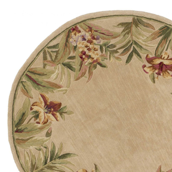 7.5' x 5.5' Round Wool Area Rug - Ivory