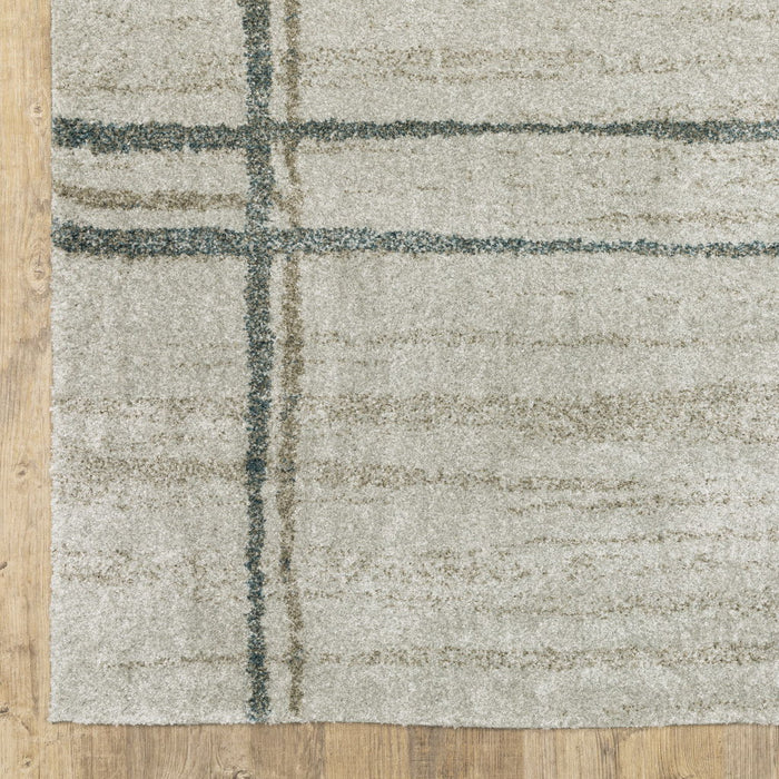 7' x 10' Geometric Power Loom Area Rug - Gray Teal Beige And Tan