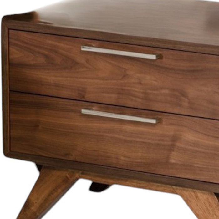 18" Wood And Solid Wood Two Drawer Nightstand - Dark Brown