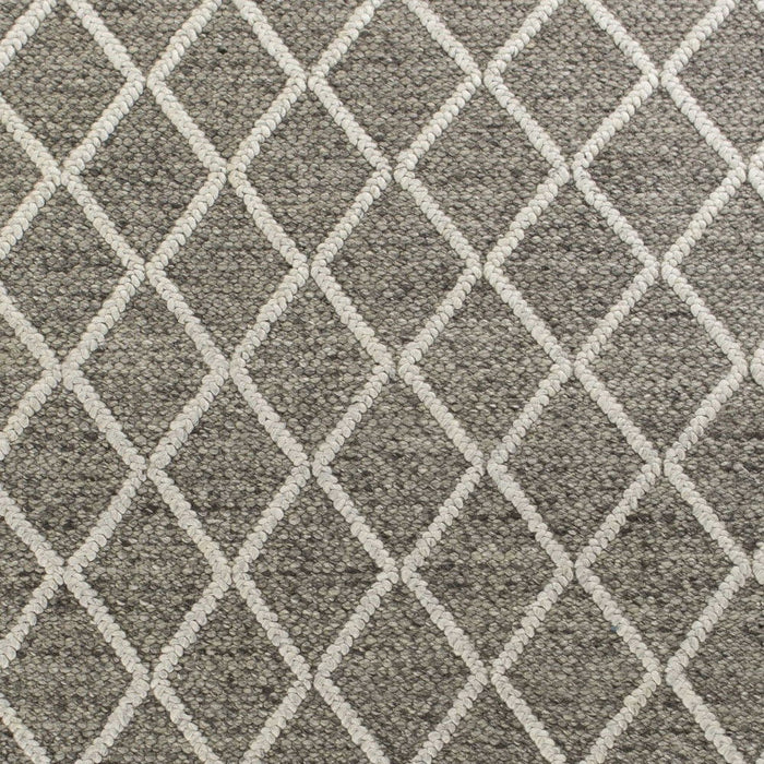 5' x 7' Wool Diamond Hand Woven Berber Area Rug - Dark Gray And Ivory