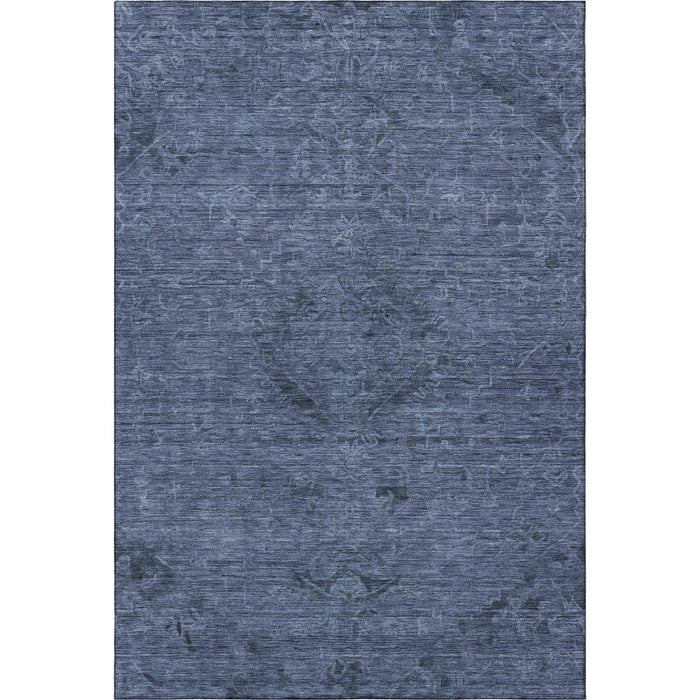 10' X 14' Medallion Washable Area Rug With UV Protection (684624) - Navy Blue / Gray