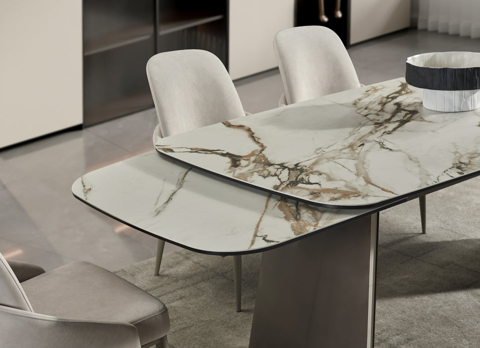 J & M Furniture RH 888 Extension Table in Brown Marble