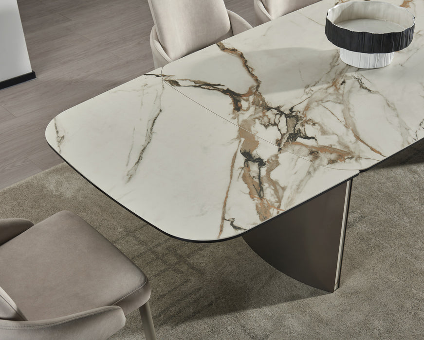 J & M Furniture RH 888 Extension Table in Brown Marble