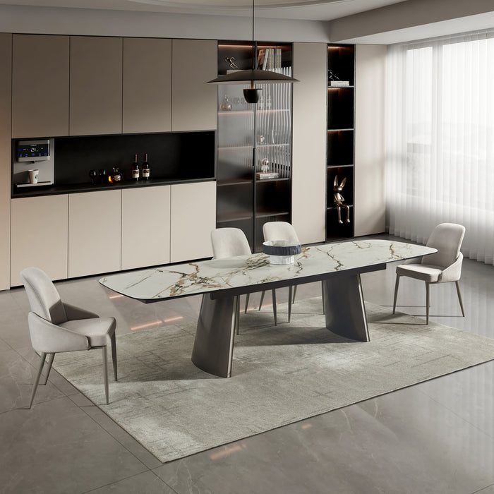 J & M Furniture RH 888 Extension Table in Brown Marble