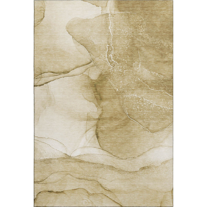 3' X 5' Abstract Washable Area Rug With UV Protection (646847) - Beige / Ivory