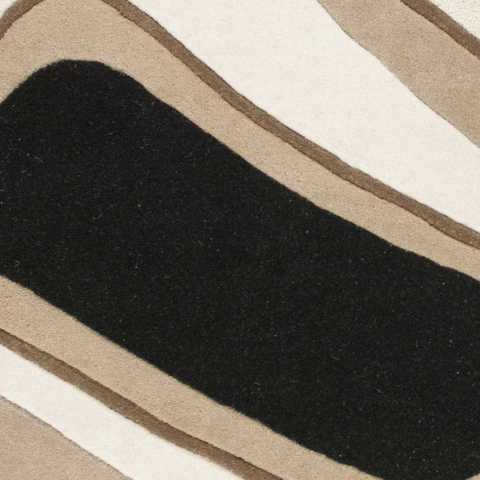 8' x 11' Hand Tufted Abstract Waves Indoor Area Rug - Black Beige