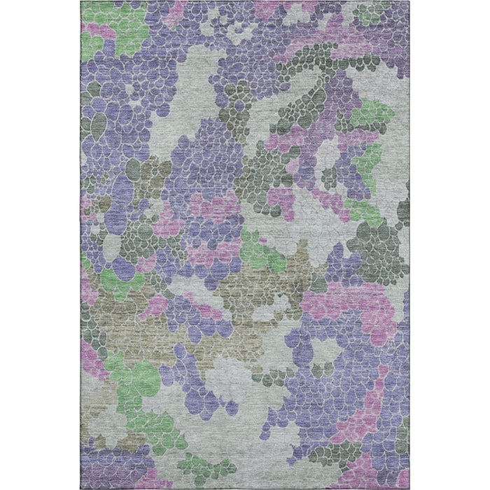 10' X 14' Geometric Washable Area Rug With UV Protection (707707) - Purple / Gray / Green