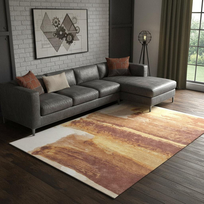 10' X 14' Abstract Hand Tufted Area Rug (566523) - Ivory / Red / Orange
