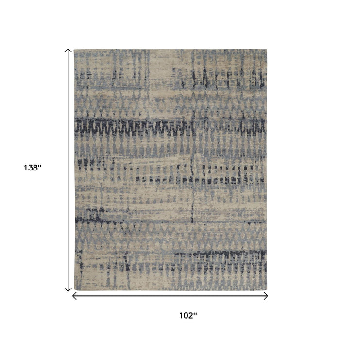 8' X 12' Casual Abstract Hand Knotted Area Rug - Gray