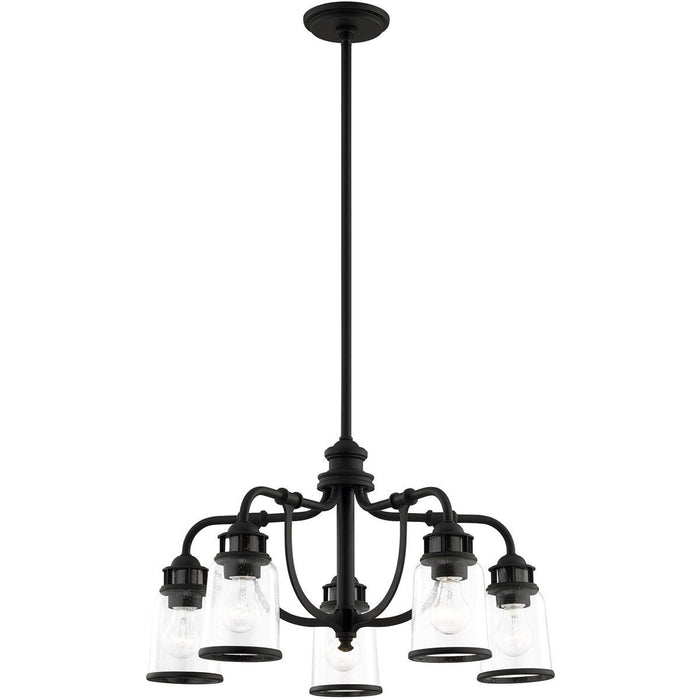 21" Five Light Dimmable Chandelier With Shades - Black