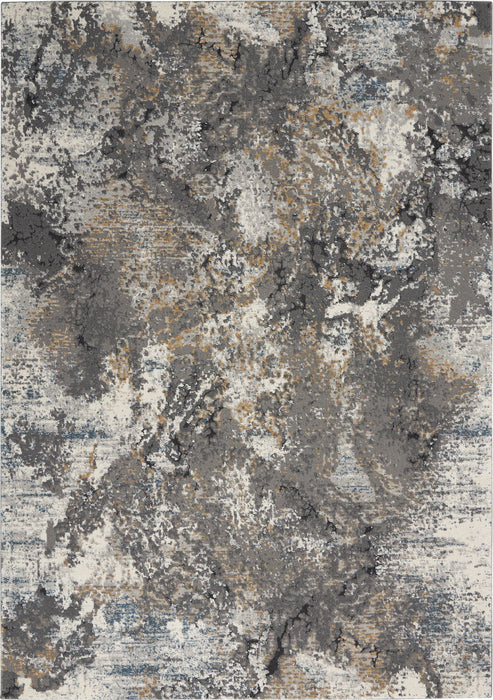 4' X 6' Abstract Area Rug (550679) - Ivory / Gray / Orange